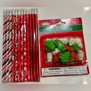Christmas Pencils and 3D Eraser Topper Set